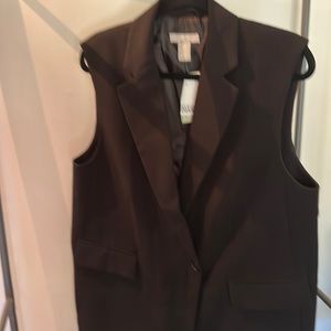 H&M black double breasted long sleeveless vest